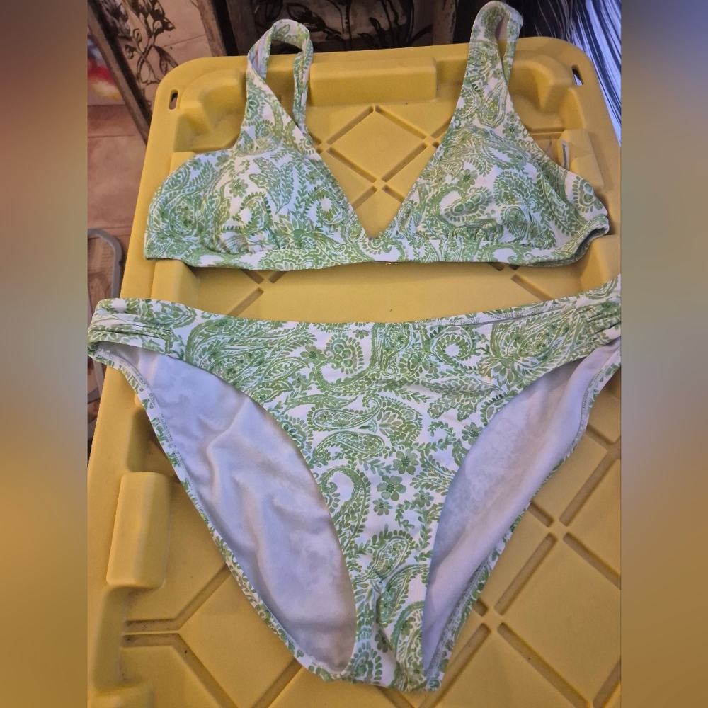 Green Paisley Bikini Set